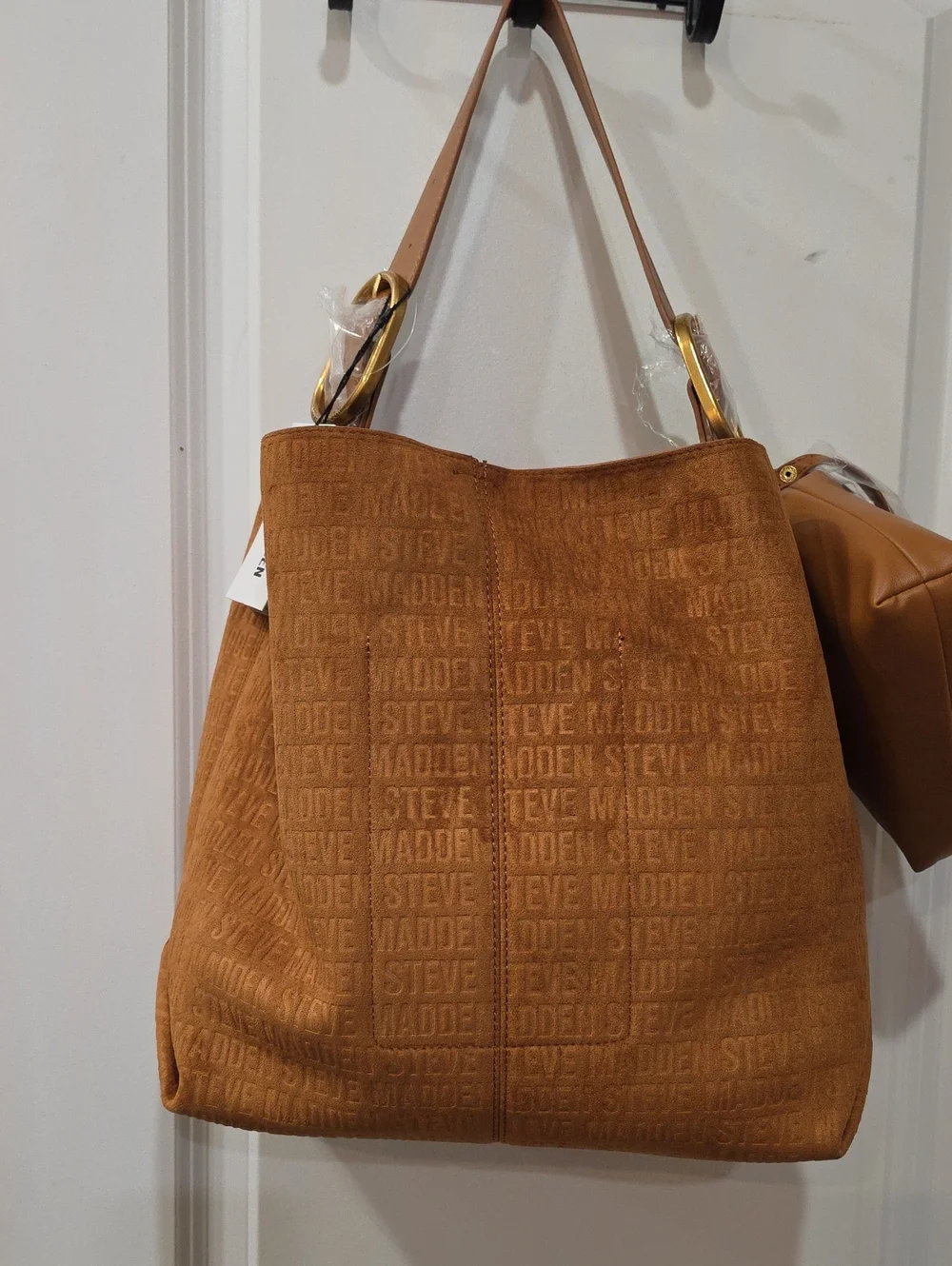Steve Madden BFlorence Logo-Embossed Hobo Bag- Tobacco